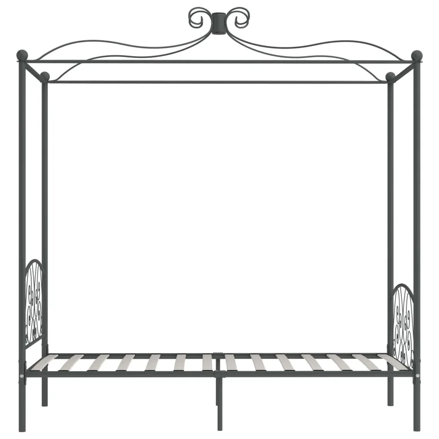 Cadre de lit à baldaquin sans matelas gris métal 90x200 cm - 4