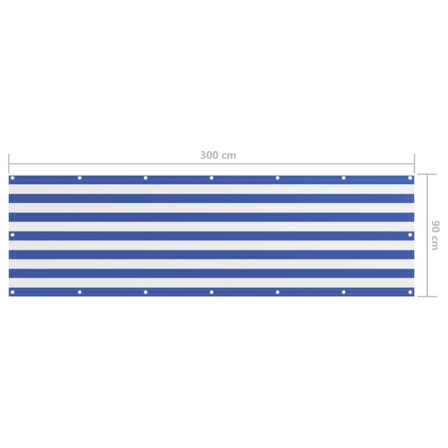 Écran de balcon Blanc et bleu 90x300 cm Tissu Oxford - 5