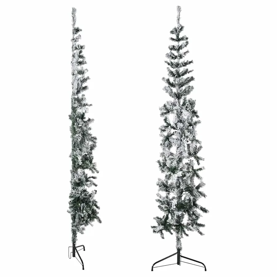 Demi sapin de Noël artificiel mince avec neige floquée 240 cm - 4