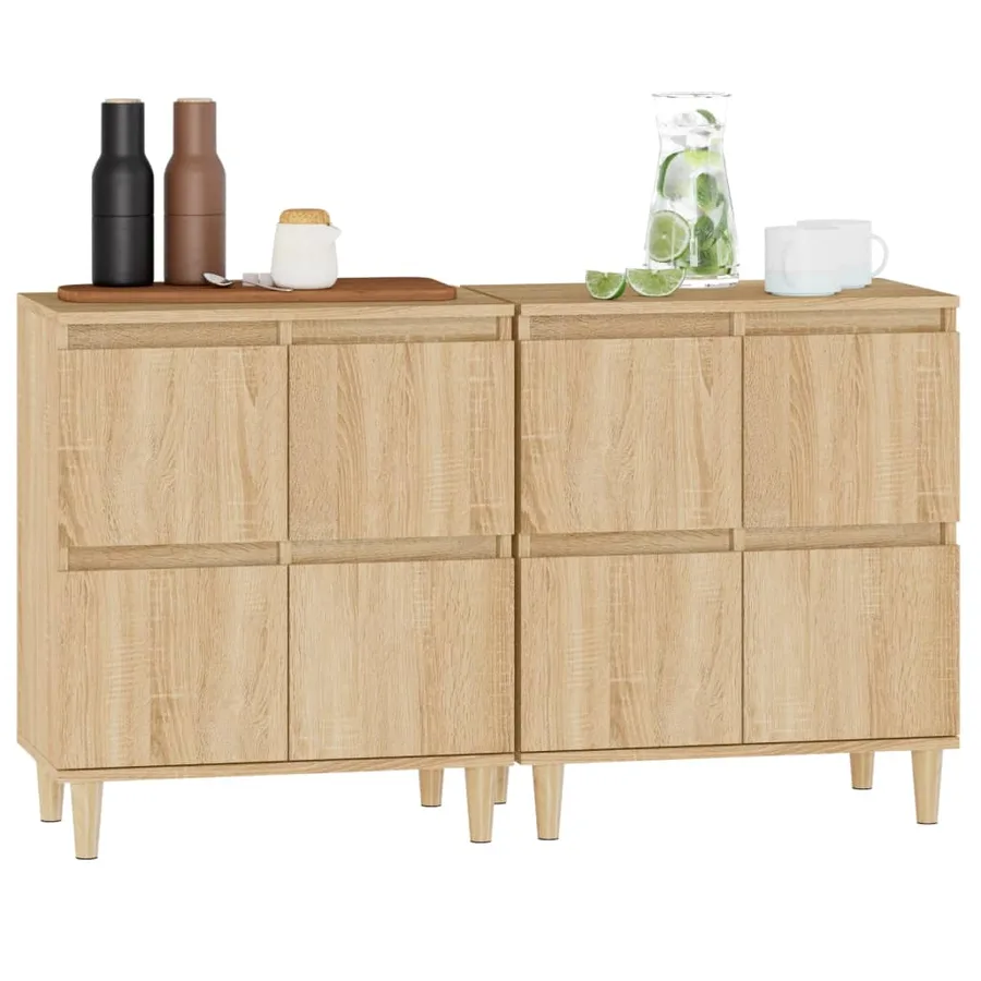 Buffets 2 pcs chêne sonoma 60x35x70 cm bois d'ingénierie - 4