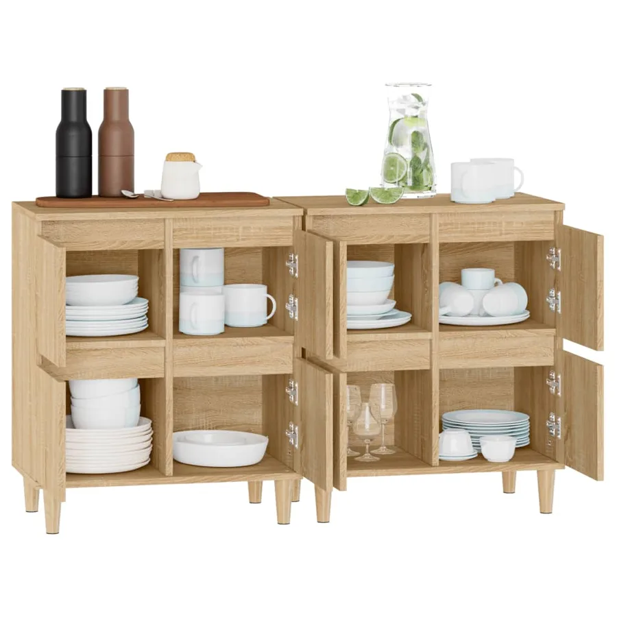 Buffets 2 pcs chêne sonoma 60x35x70 cm bois d'ingénierie - 5