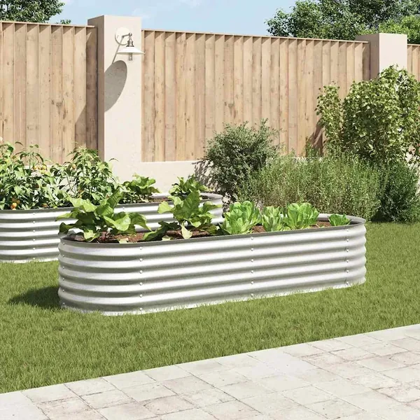 Lit surélevé de jardin 240x80x44 cm Acier galvanisé Argenté