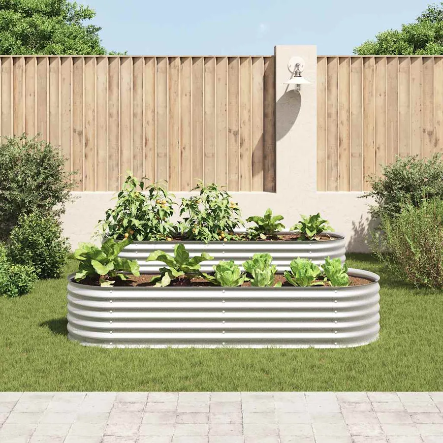 Lit surélevé de jardin 240x80x44 cm Acier galvanisé Argenté - 3