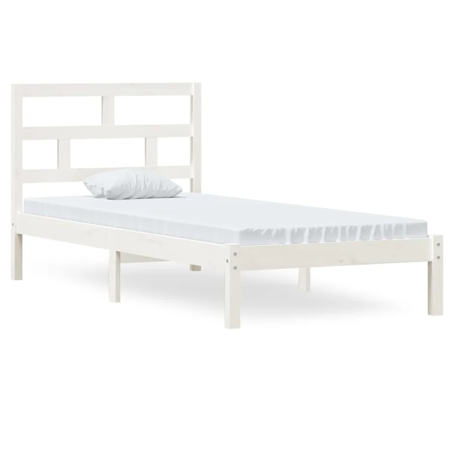 Cadre de lit sans matelas blanc bois massif 90x200 cm - 2