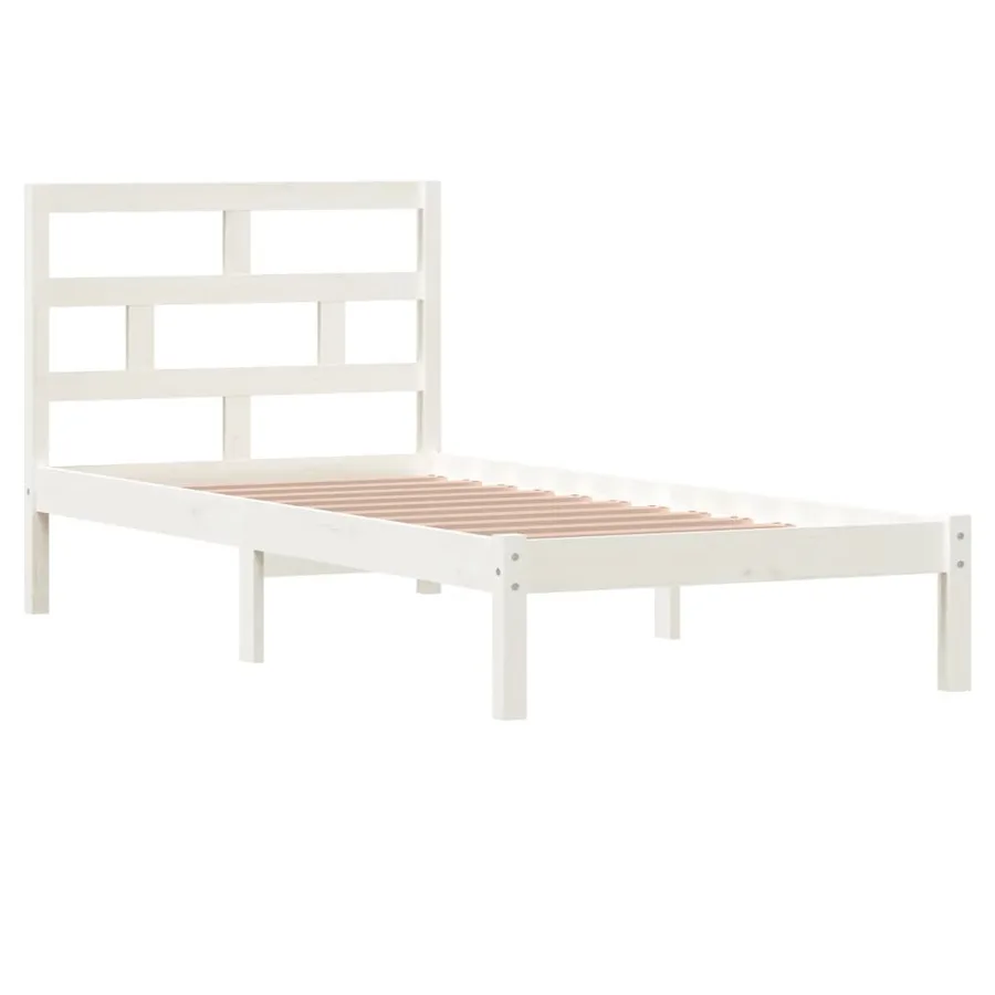 Cadre de lit sans matelas blanc bois massif 90x200 cm - 3