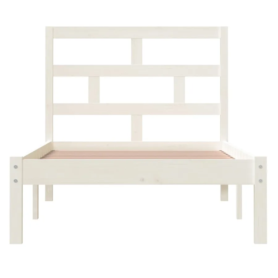 Cadre de lit sans matelas blanc bois massif 90x200 cm - 4