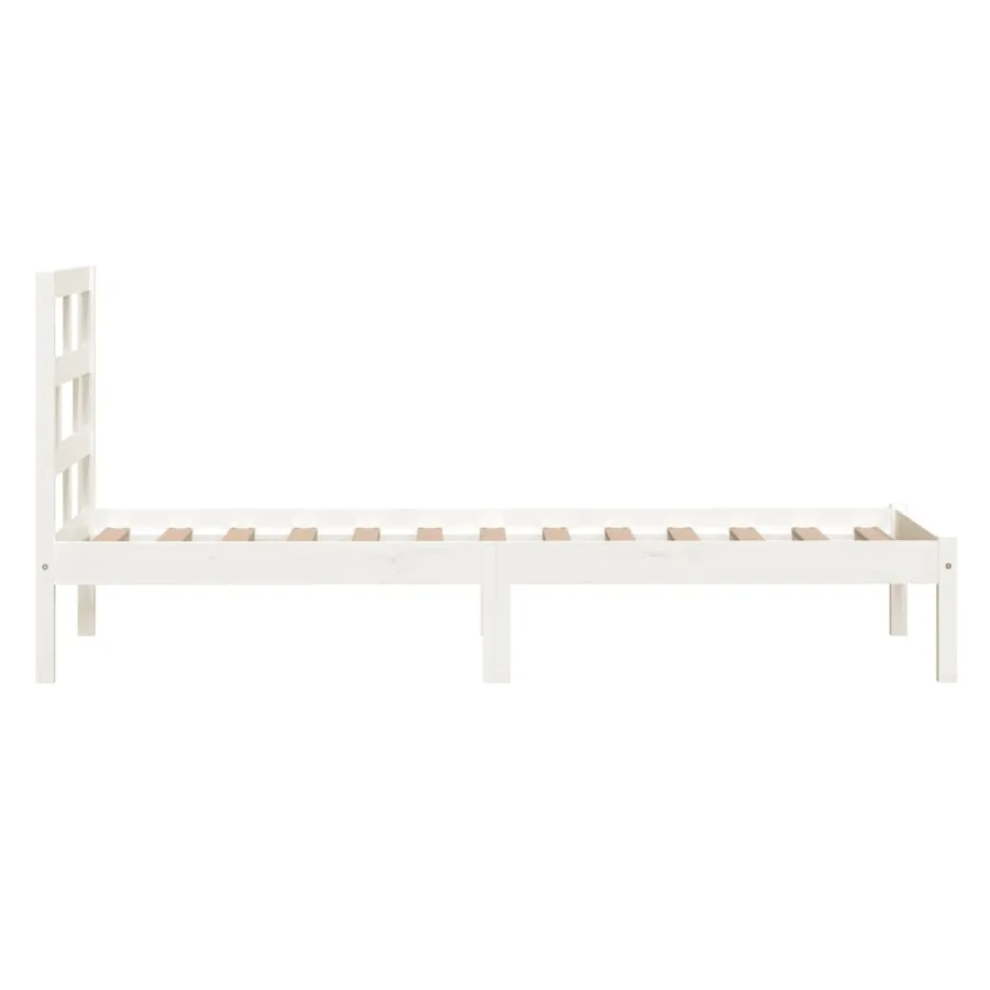 Cadre de lit sans matelas blanc bois massif 90x200 cm - 5