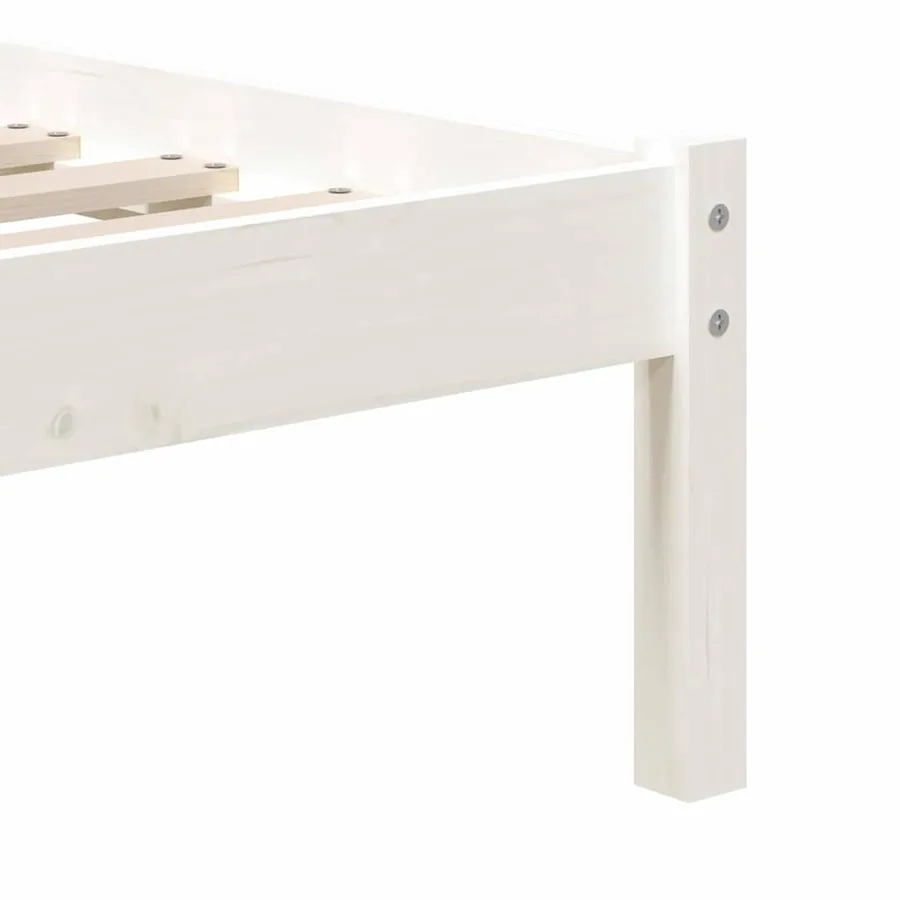 Cadre de lit sans matelas blanc bois massif 90x200 cm - 6