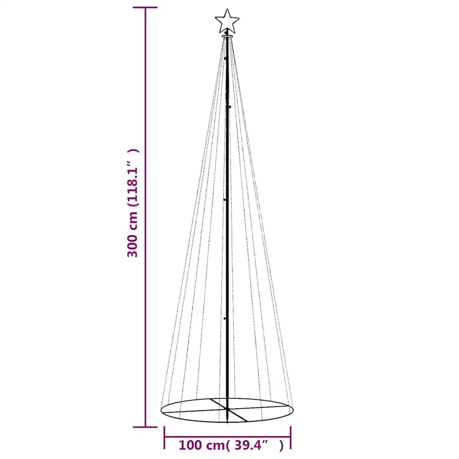 Arbre de Noël cône 310 LED Blanc chaud 100x300 cm - 10