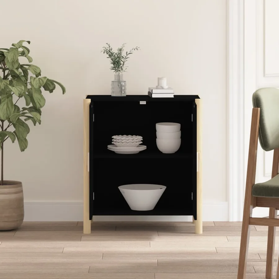 Buffet Noir 62x38x70 cm Bois d'ingénierie - 3
