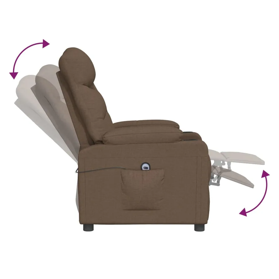 Fauteuil inclinable électrique Marron Tissu - 7