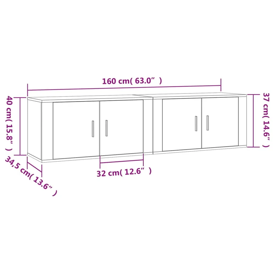 Meubles TV muraux 2 pcs blanc 80x34,5x40 cm - 8