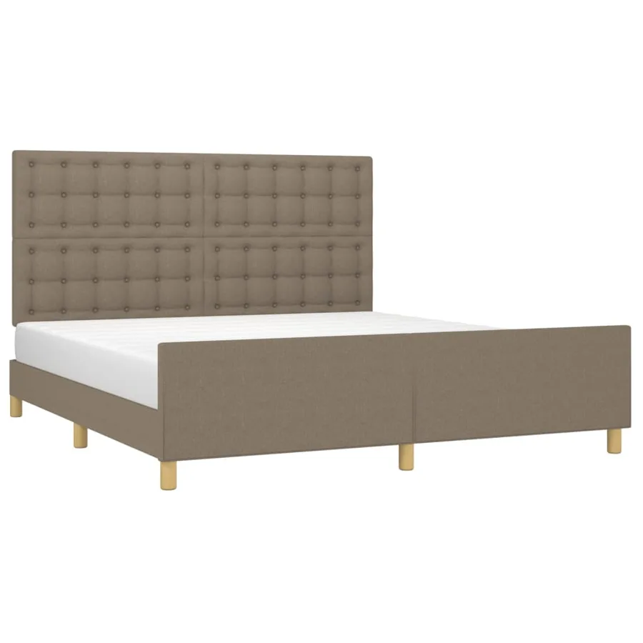 Cadre de lit sans matelas taupe tissu - 3