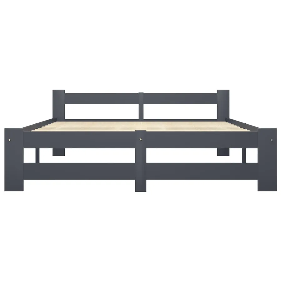 Cadre de lit sans matelas gris foncé pin massif 160x200 cm - 3