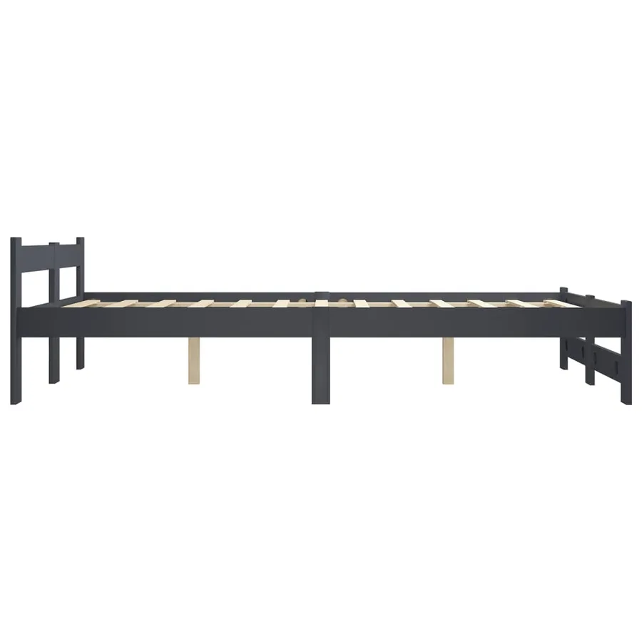 Cadre de lit sans matelas gris foncé pin massif 160x200 cm - 4