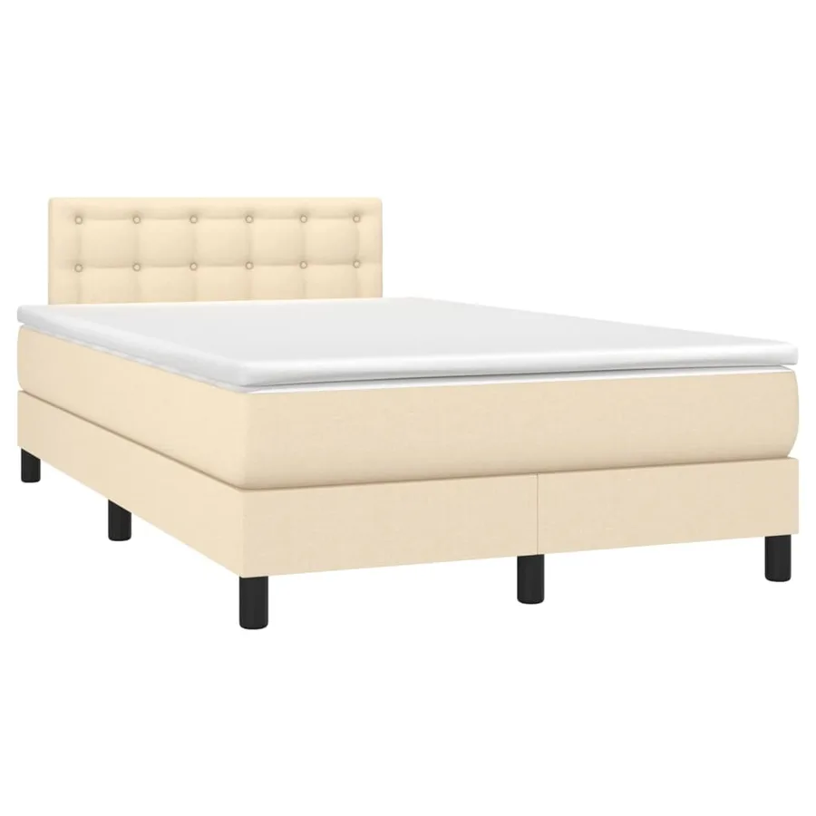 Sommier à lattes de lit avec matelas Crème 120x200 cm Tissu - 3