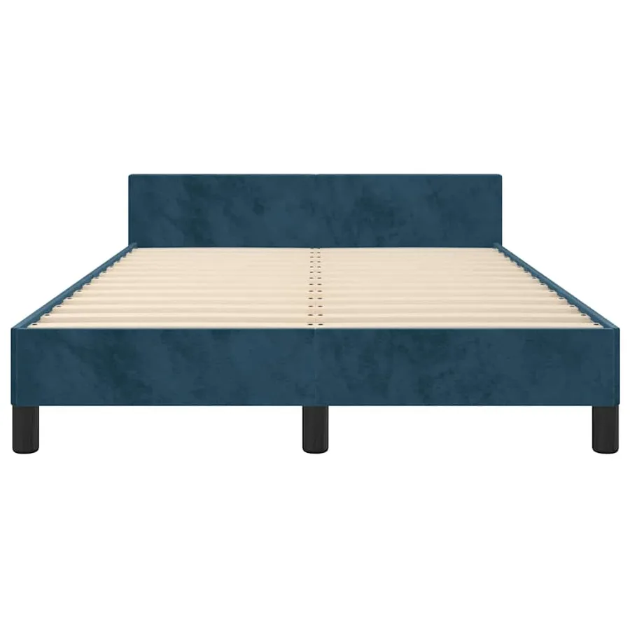Cadre de lit sans matelas bleu foncé 120x200 cm velours - 6