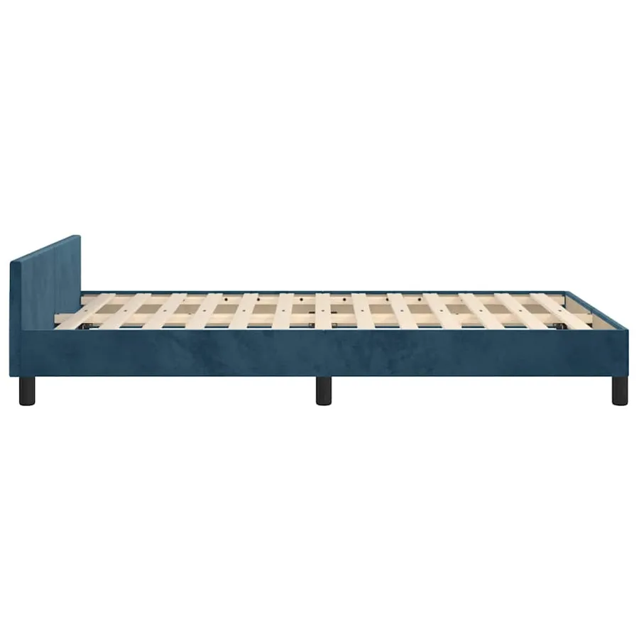 Cadre de lit sans matelas bleu foncé 120x200 cm velours - 7