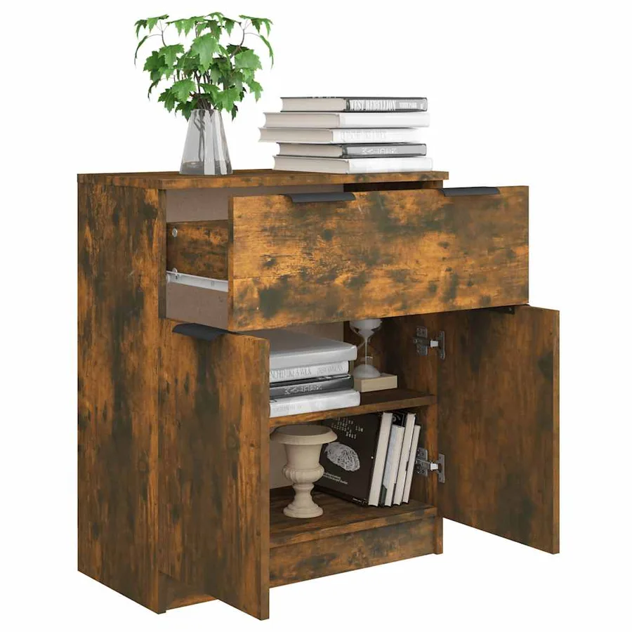 Buffet Chêne fumé 60x30x70 cm Bois d'ingénierie - 4