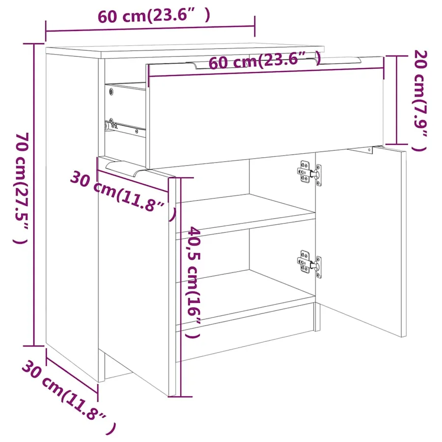 Buffet Chêne fumé 60x30x70 cm Bois d'ingénierie - 8