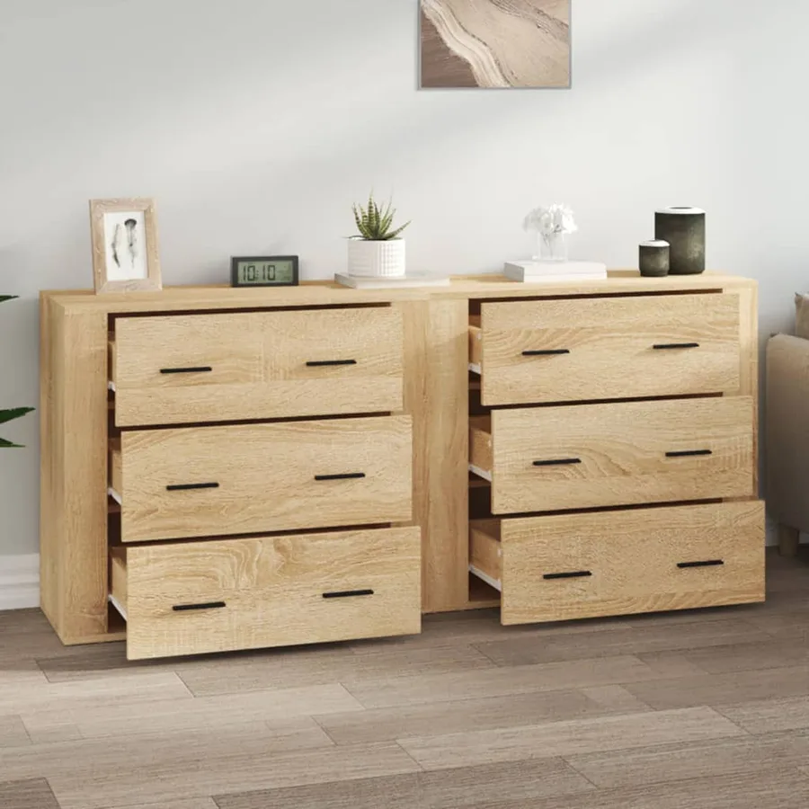 Buffets 2 pcs chêne sonoma bois d'ingénierie - 3