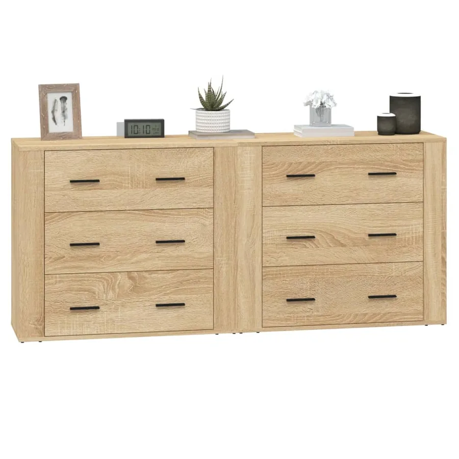 Buffets 2 pcs chêne sonoma bois d'ingénierie - 4