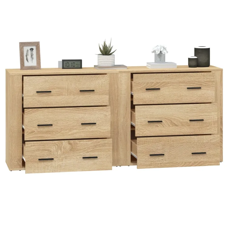 Buffets 2 pcs chêne sonoma bois d'ingénierie - 5