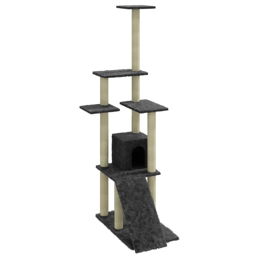 Arbre à chat avec griffoirs en sisal Gris foncé 155 cm - 2