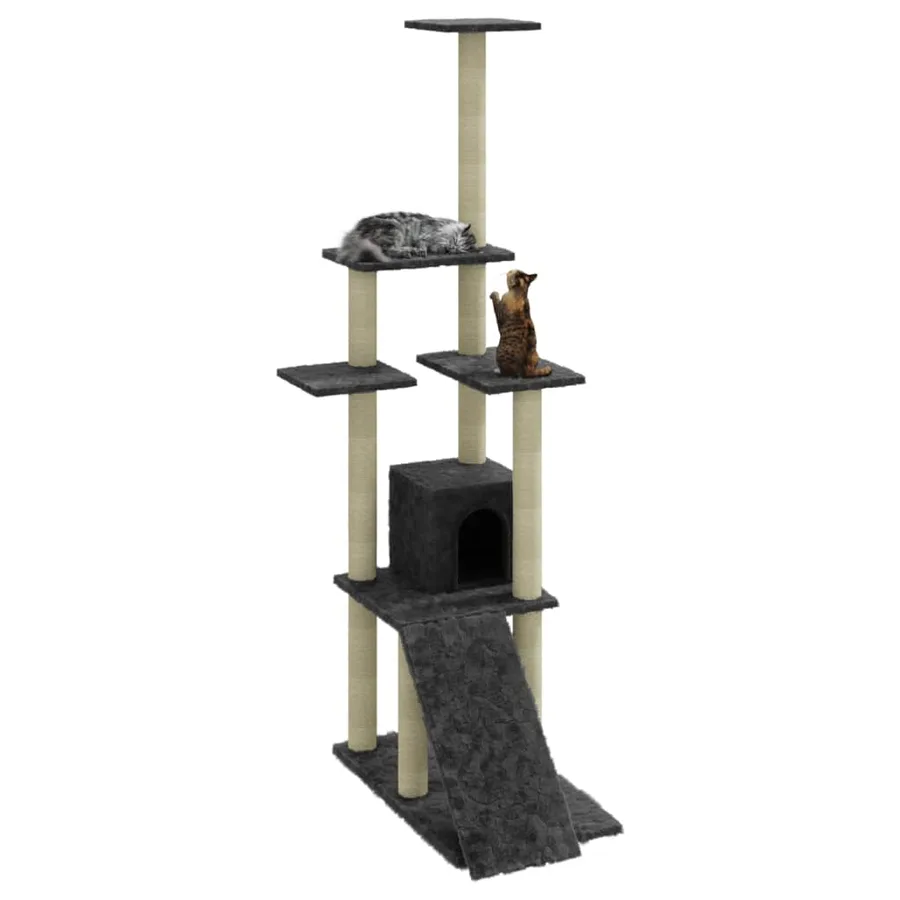 Arbre à chat avec griffoirs en sisal Gris foncé 155 cm - 3
