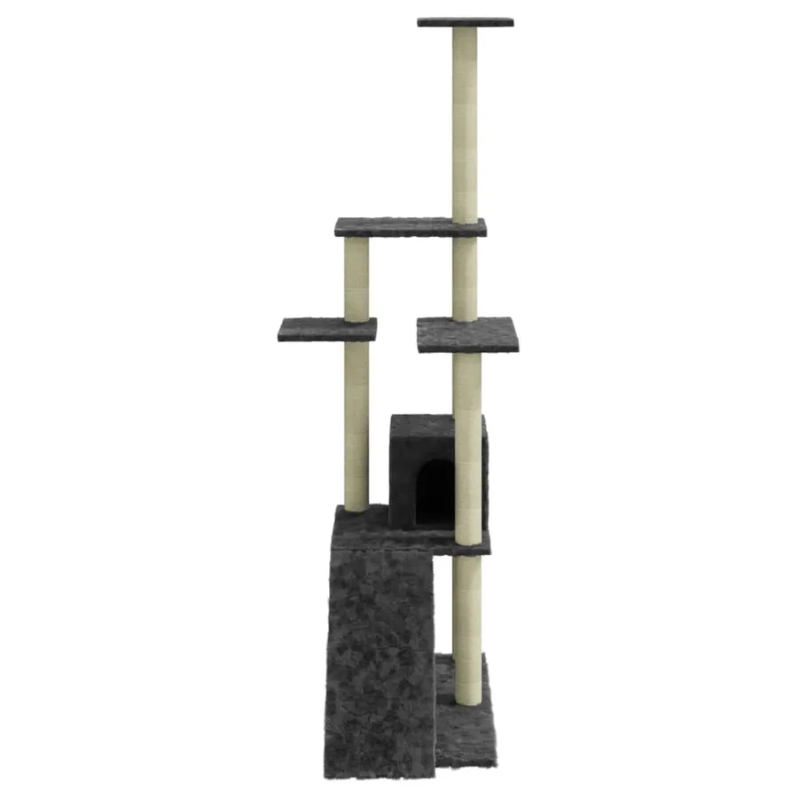Arbre à chat avec griffoirs en sisal Gris foncé 155 cm - 5