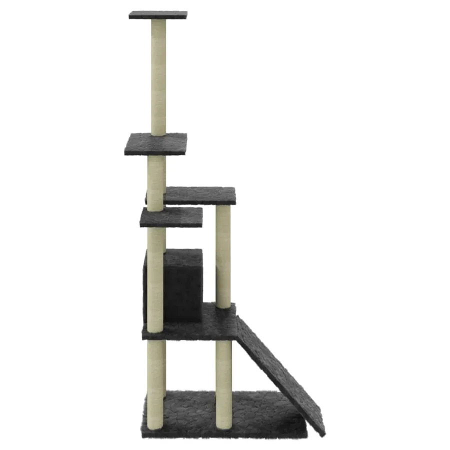 Arbre à chat avec griffoirs en sisal Gris foncé 155 cm - 6