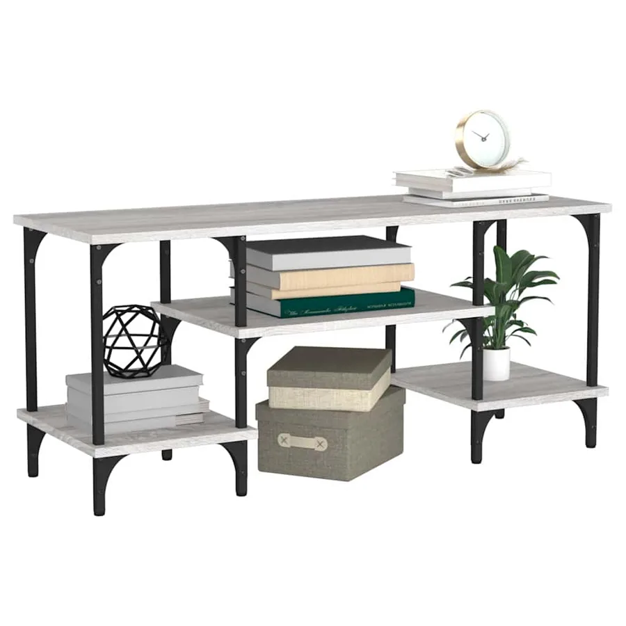 Meuble TV sonoma gris 102x35x45,5 cm bois d'ingénierie - 4
