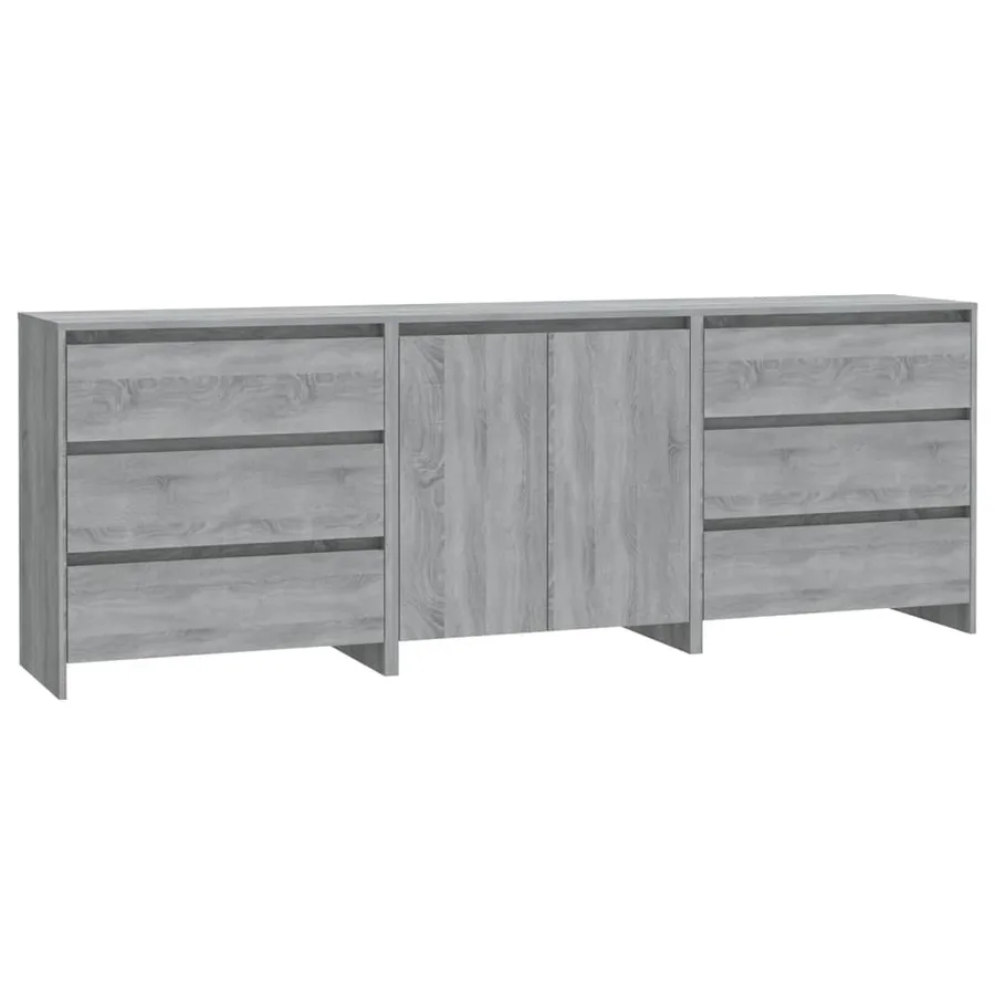 Buffets 3 pcs Sonoma gris Bois d'ingénierie - 2