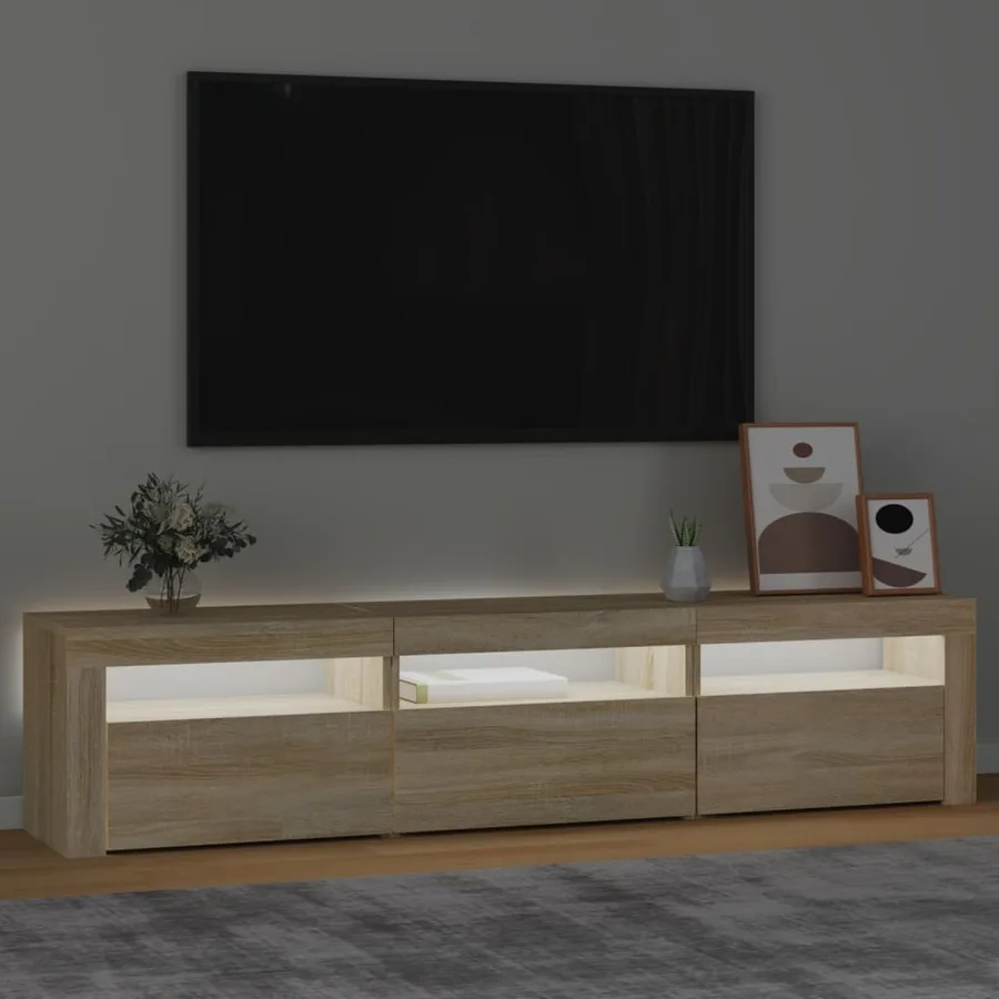 Meuble TV avec lumières LED Chêne sonoma 180x35x40 cm - 3