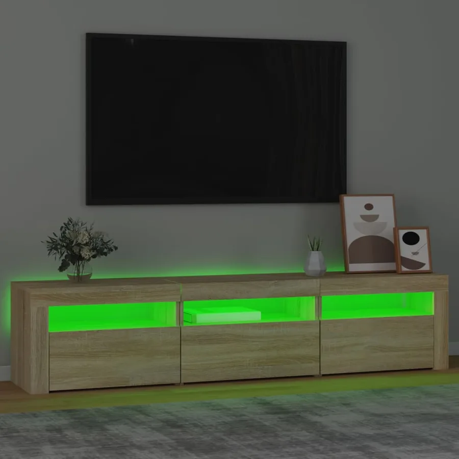 Meuble TV avec lumières LED Chêne sonoma 180x35x40 cm - 4