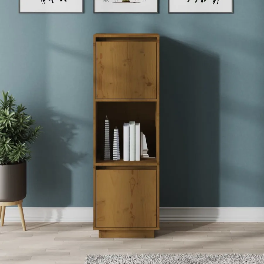 Buffet haut Marron miel 38x35x117 cm Bois massif de pin