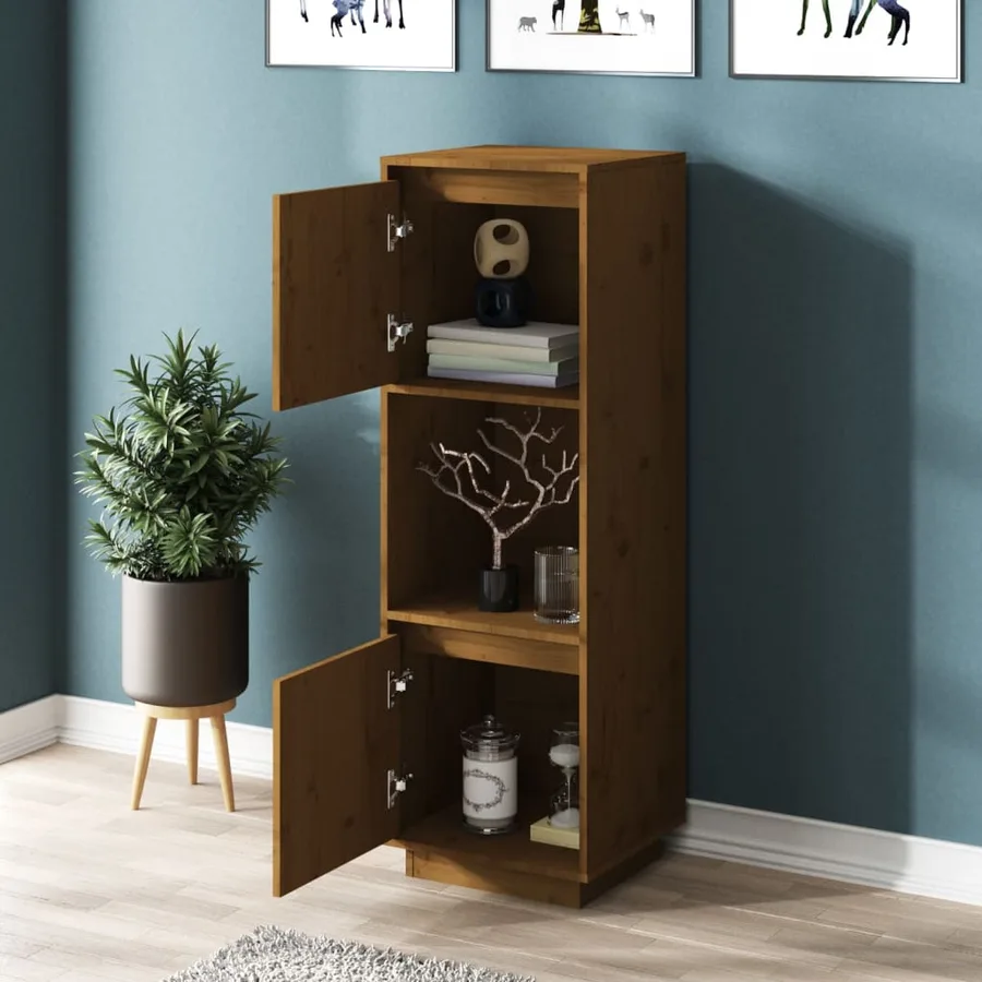 Buffet haut Marron miel 38x35x117 cm Bois massif de pin - 10