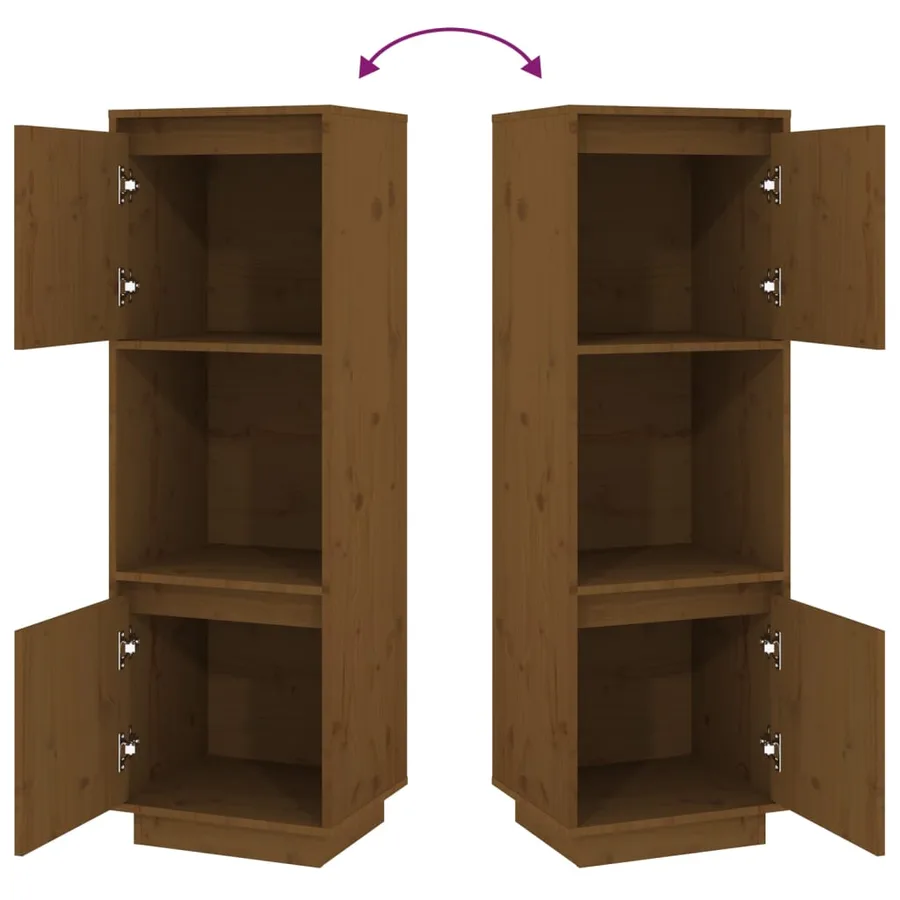 Buffet haut Marron miel 38x35x117 cm Bois massif de pin - 7