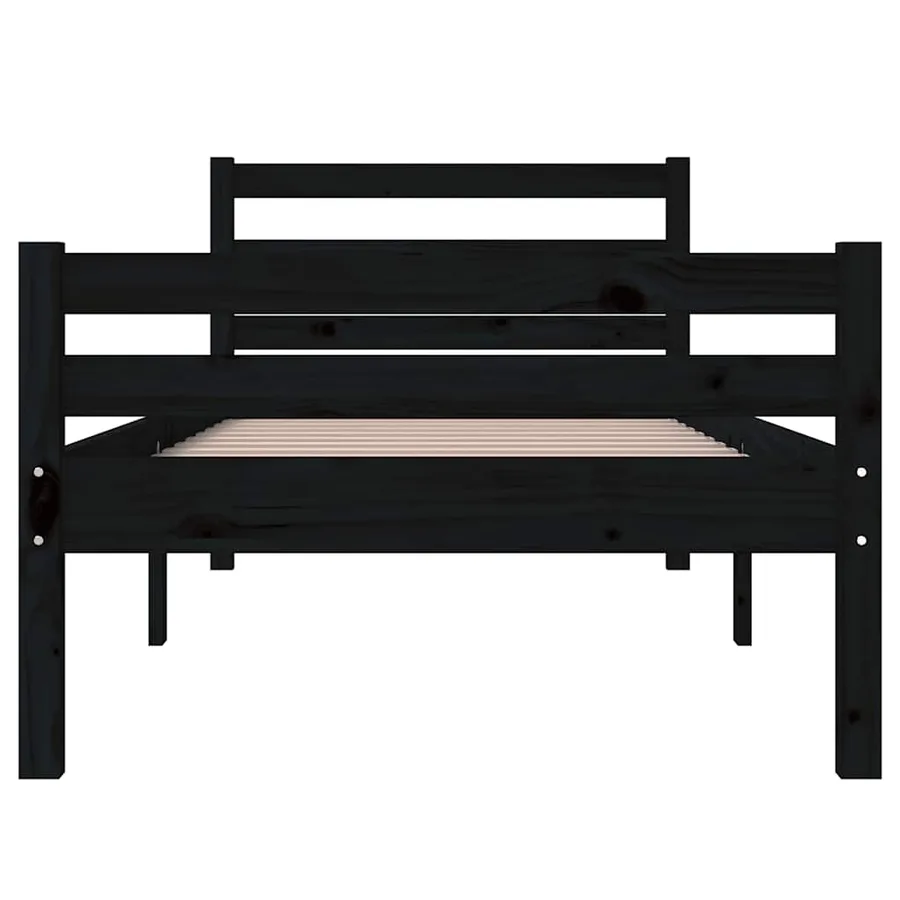 Cadre de lit sans matelas noir bois massif 100x200 cm - 5