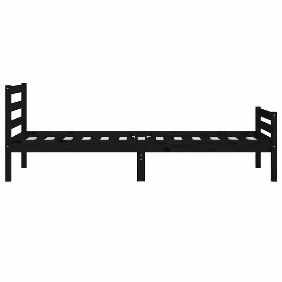 Cadre de lit sans matelas noir bois massif 100x200 cm - 6