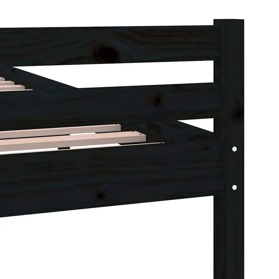 Cadre de lit sans matelas noir bois massif 100x200 cm - 7