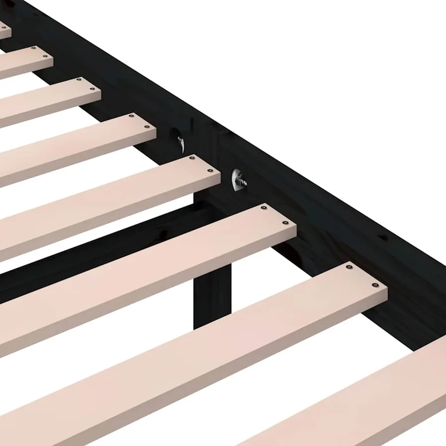 Cadre de lit sans matelas noir bois massif 100x200 cm - 8