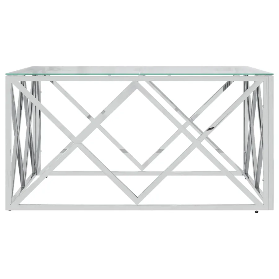 Table basse 80x80x40 cm acier inoxydable et verre - 3