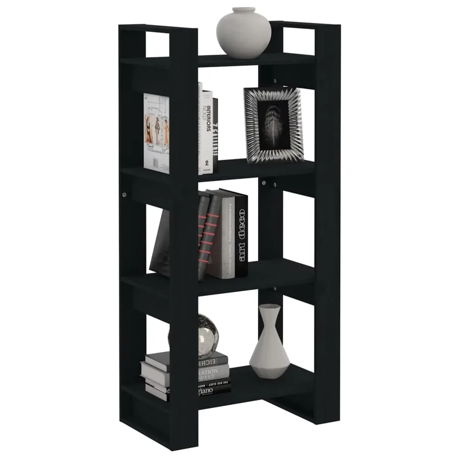 Bibliothèque/Séparateur de pièce Noir 60x35x125 cm Bois massif - 5