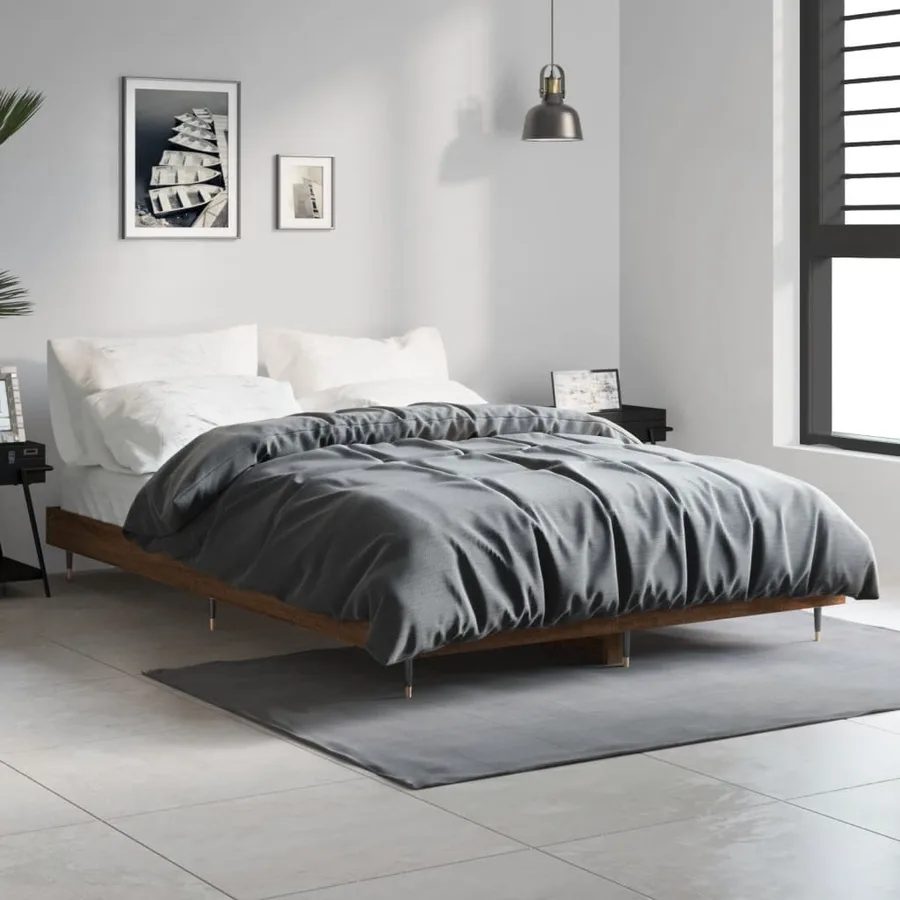 Cadre de lit sans matelas chêne marron 120x190 cm - 3