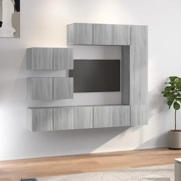 Ensemble de meubles TV 8 pcs Sonoma gris Bois d'ingénierie