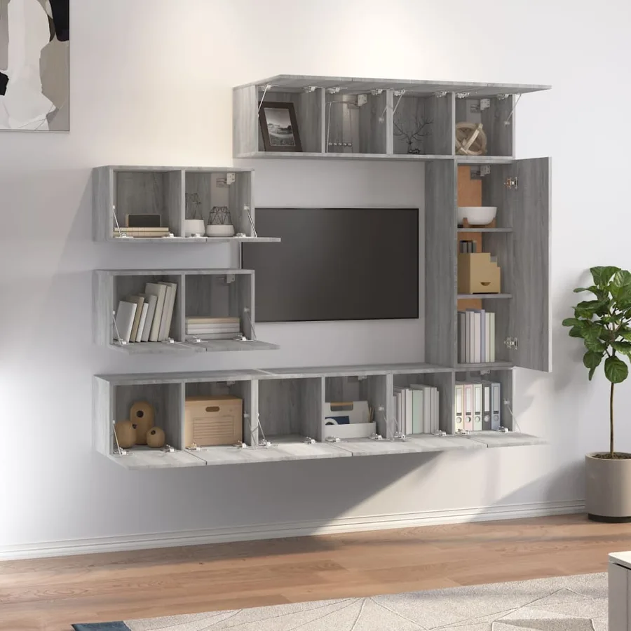Ensemble de meubles TV 8 pcs Sonoma gris Bois d'ingénierie - 3