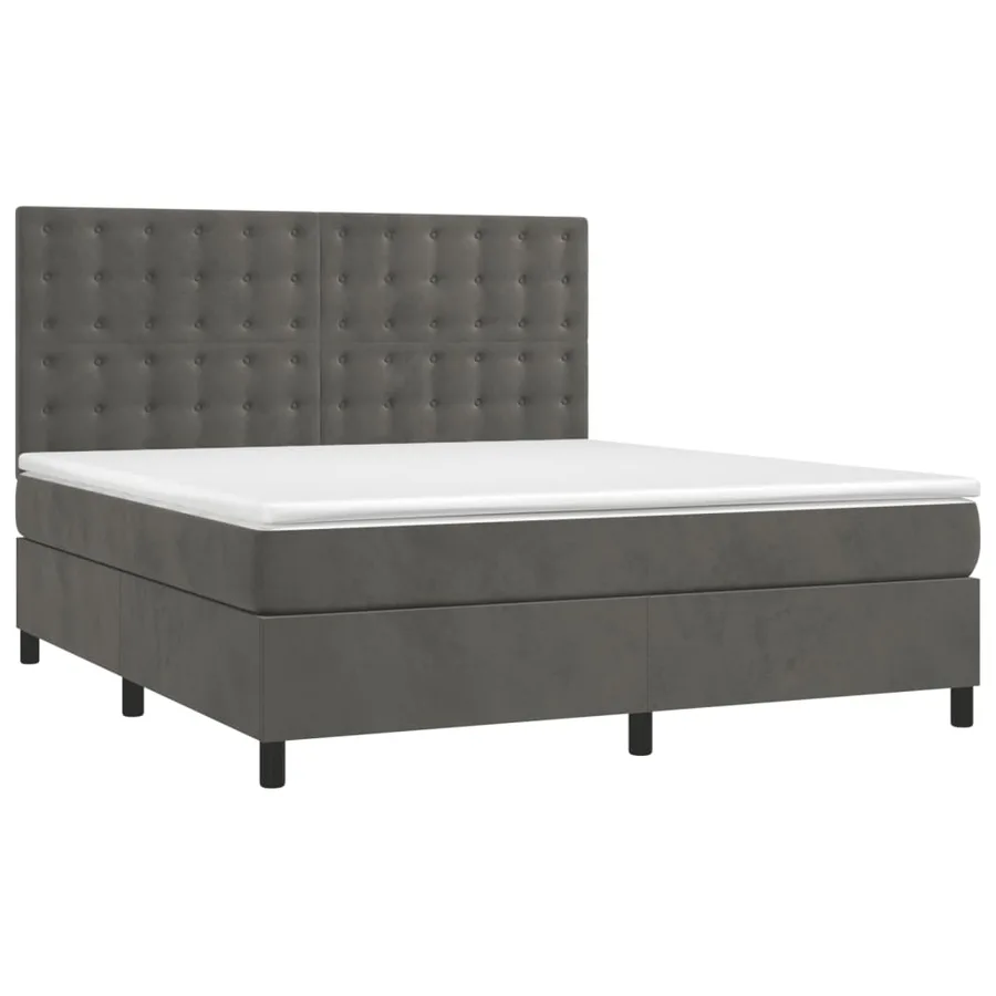 Sommier à lattes de lit matelas et LED Gris foncé 180x200 cm - 3