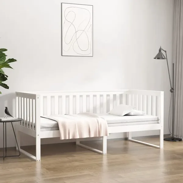 Lit de jour sans matelas blanc 90x190 cm bois de pin massif
