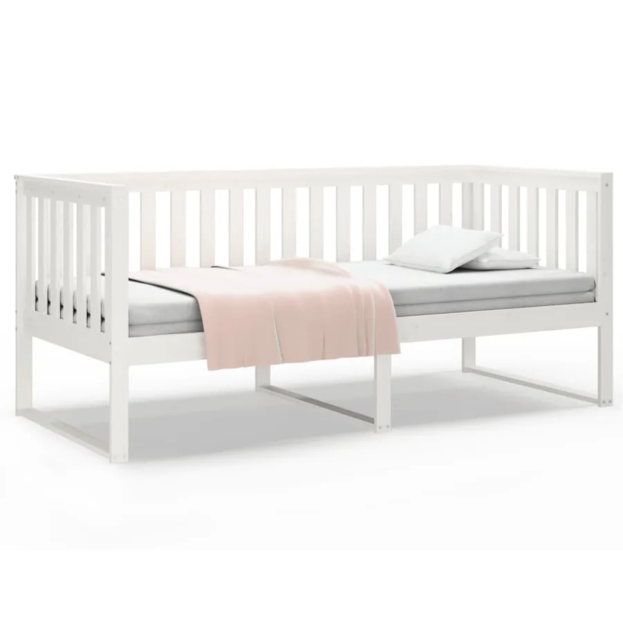 Lit de jour sans matelas blanc 90x190 cm bois de pin massif - 2